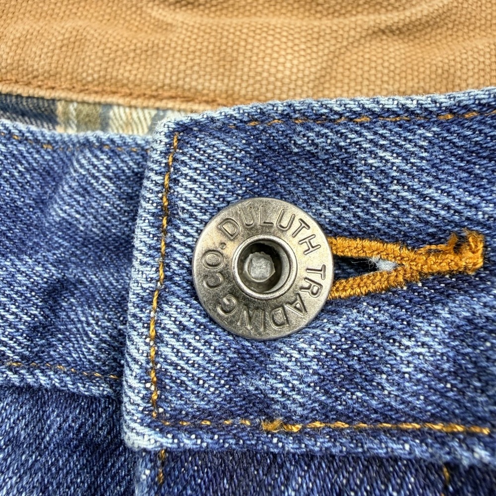 Duluth Trading Co Flannel Lined Denim Jeans Men 36x33 Straight Leg Workwear - Picture 3 of 8